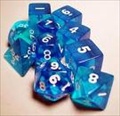 Ensemble de 7 d�s - Transparent Bleu