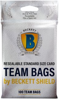 Beckett Shield: Team Bags Resealable Standard Size Card 100ct. / Sacs Refermable pour Carte Standard