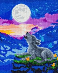 Crystal Art Buddy DIY Diamond Painting Howling Wolf Cub 50X40 cm