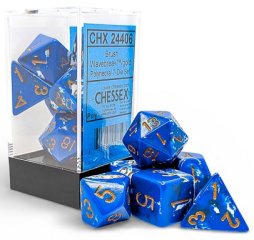 Chessex 7 Dices Brush Wavebreak Gold Polyhedral