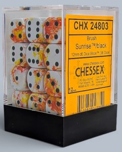 Chessex 36 Dices Brush Sunrise Black 12mm