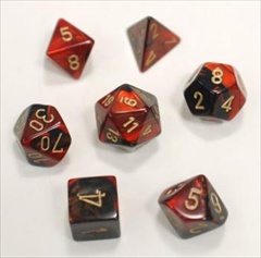 Ensemble De 7 Dés Gemeni Noir/Rouge Avec Chiffres Dorés