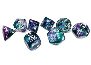 Nebula 7 dice set polyhedral fluorite/white