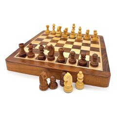 Mind Matters Wooden Chess Set 30cm Fabriqué à la Main, Pièces Magnétiques