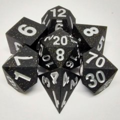 Ensemble de 7 dés polyédriques en silicone - Poussière d'Or