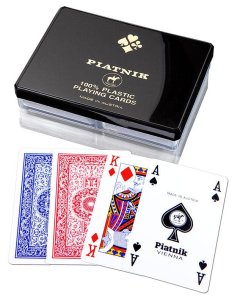 Piatnik 100% Plastique Carte de Bridge - Paquet de 2 (Bleu et Rouge)