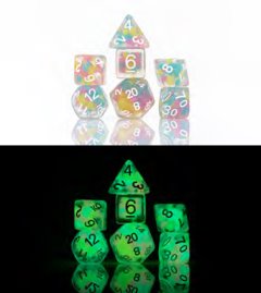 Sirrius Dice: Glow in the Dark Lucky Charm Glowworm 7 Dice Set