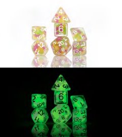 Sirrius Dice: Glow in the Dark Melon Ball Glowworm 7 Dice Set