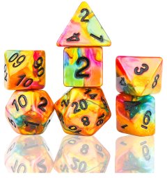 Sirius Dice Set de 7 Dés Celestial Rainbow gold Dice Set (Dé 20 Bonus)