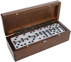 Dominoes DBL 6 Marbelized Magnetic Wooden Box