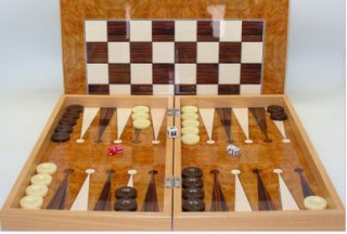 Backgammon/Jacquet Burl Wood Style Decoupage
