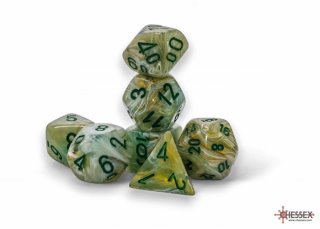 Set de d?s poly?driques Jumbo / Marble 7-die Set Mega-Hedral Green/Dark Green