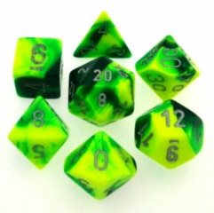 Gemini Ensemble De 7 Dés - Vert/Jaune Avec Argent