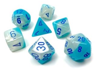 Ensemble de 7 dés / Gemini Poly Turquoise-White/Blue Luminary 7 Die-Set