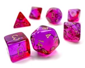 Ensemble de 7 dés / Gemini Poly Translucent Red-Violet/Gold 7 Die-Set