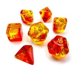 Ensemble de 7 dés / Gemini Poly Translucent Red-Yellow/Gold 7 Die-Set