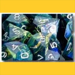 Ensemble De 7 Dés Festive Vert Et Argent