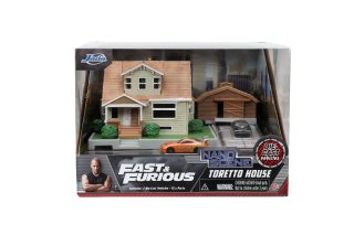 Jada Nano Hollywood Rides Fast & Furious - Diorama Dom House With Charger & Supra 