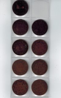 Ensemble de 9 Grosses Cents Du Canada VG (1902 à 1910) sans 1907h 