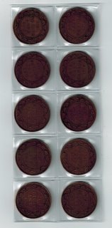 Ensemble de 10 Grosses Cents Du Canada Grade:VF (1911 à 1920) 