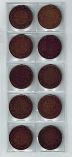 Ensemble de 10 Grosses Cents Du Canada Grade:VG (1911 à 1920)