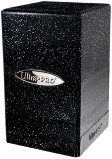 Up Deck Box Satin Tower Glitter Black/ Boite de rangement pour cartes Satin Noir brillant